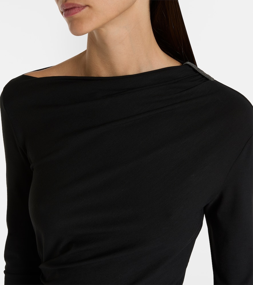 Brunello Cucinelli Monili Gathered Top In Black