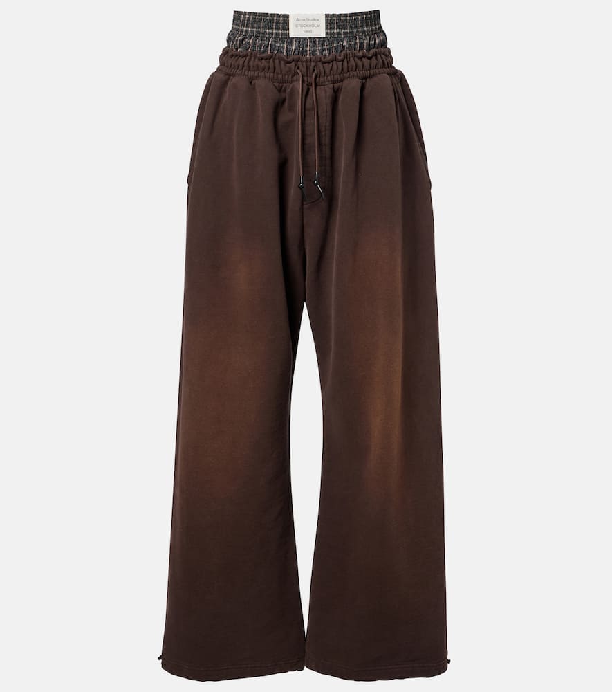Acne Studios Layered Cotton Sweatpants In Brown