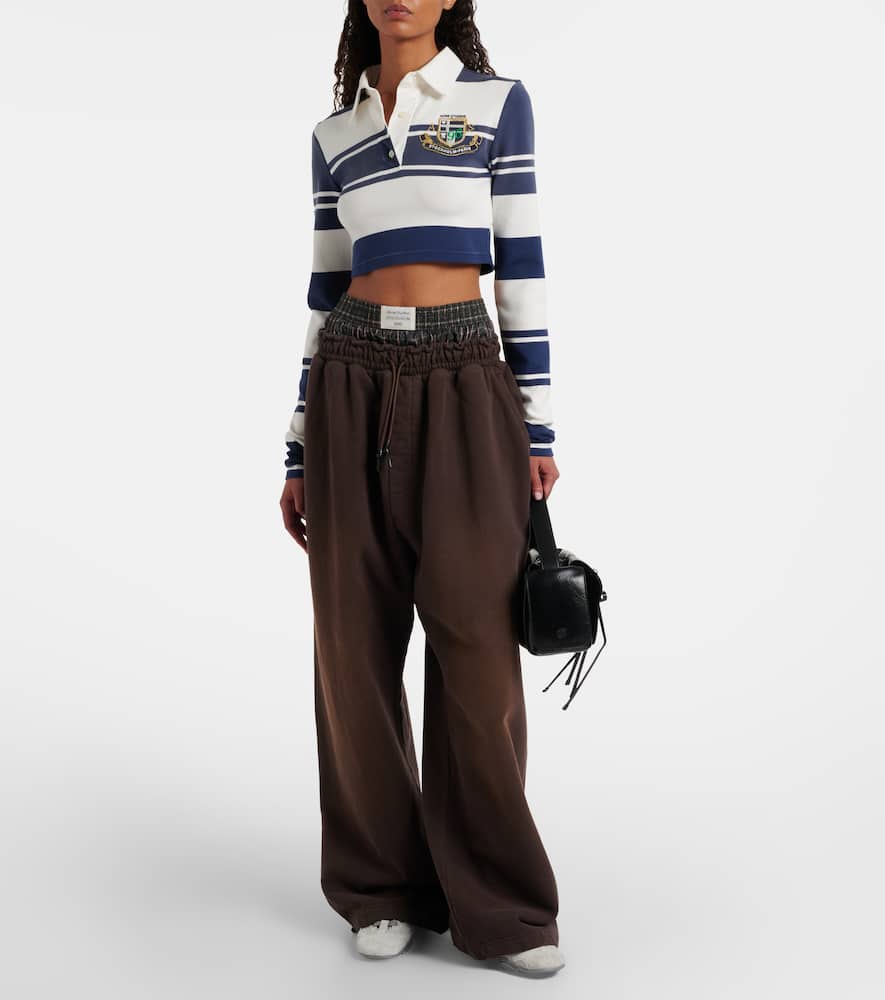 Acne Studios Layered Cotton Sweatpants In Brown