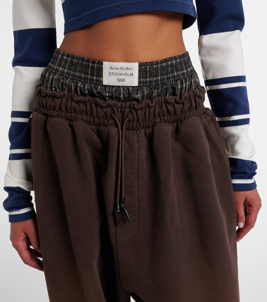Acne Studios Layered Cotton Sweatpants In Brown