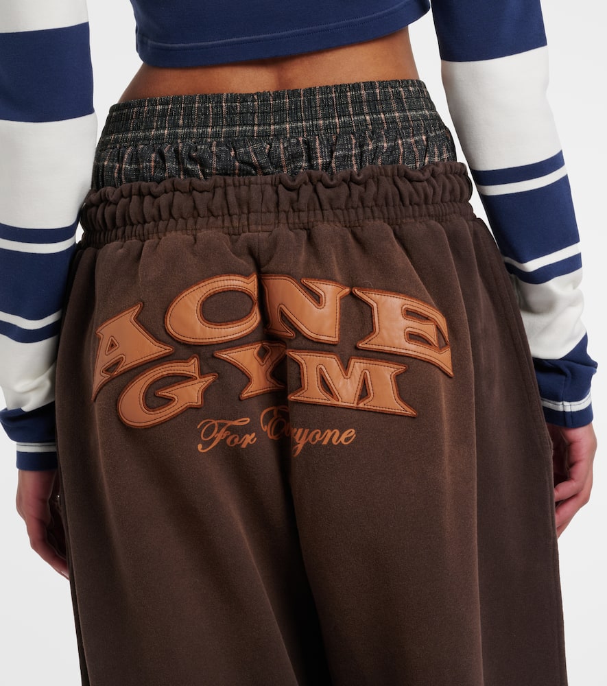 Acne Studios Layered Cotton Sweatpants In Brown