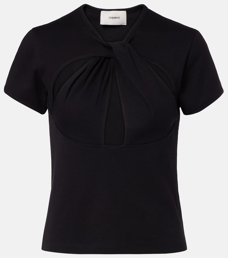 Cutout cotton T-shirt