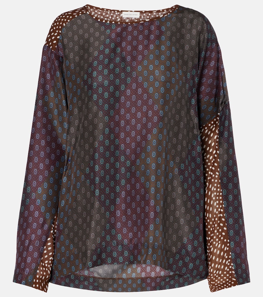 Dries Van Noten Printed Silk-blend Top In Multi