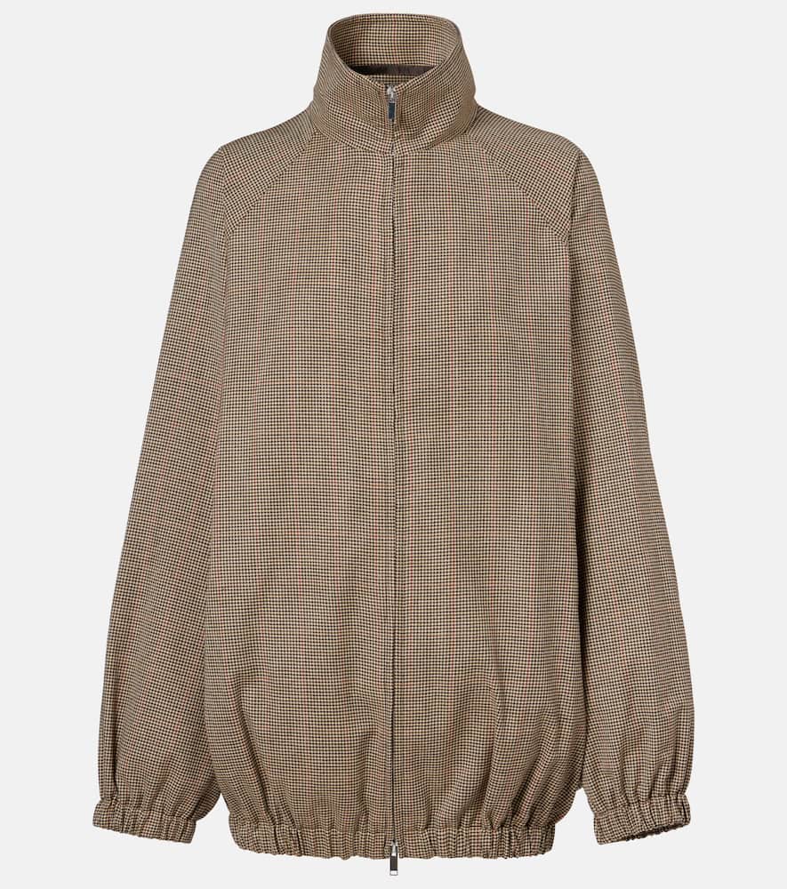 The Frankie Shop Baxter Houndstooth Blouson Jacket In Brown