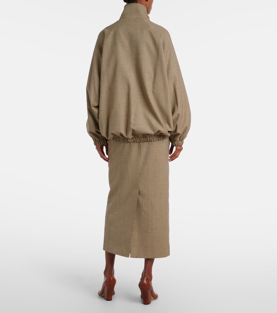 The Frankie Shop Baxter Houndstooth Blouson Jacket In Brown