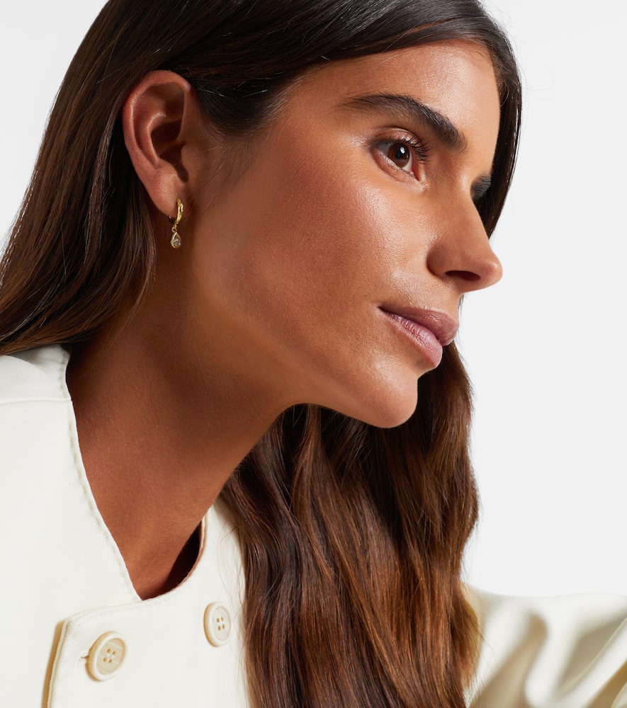 Octavia Elizabeth Hidden Gem 18kt Gold Huggies With Diamonds In Gold