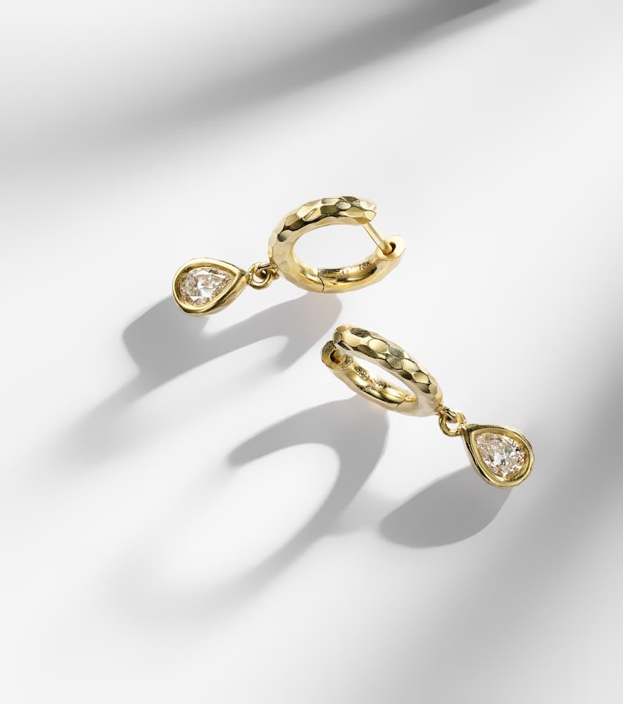 Octavia Elizabeth Hidden Gem 18kt Gold Huggies With Diamonds In Gold