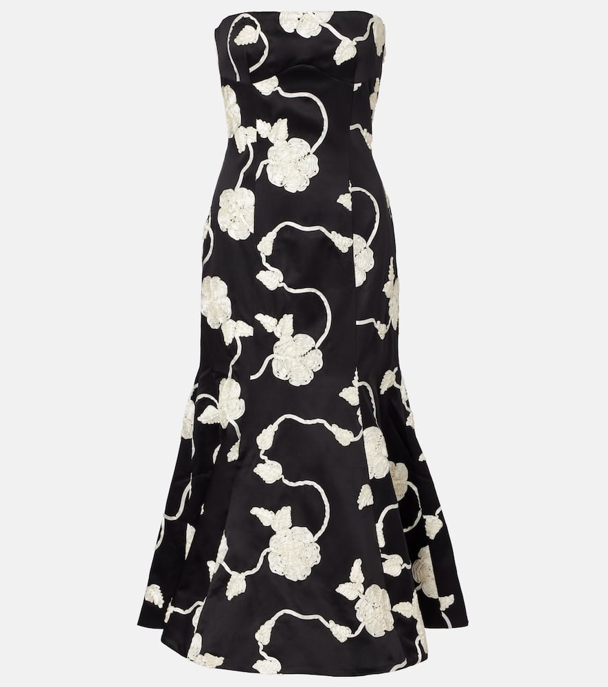 Rotate Birger Christensen Ana Embroidered Midi Dress In Black