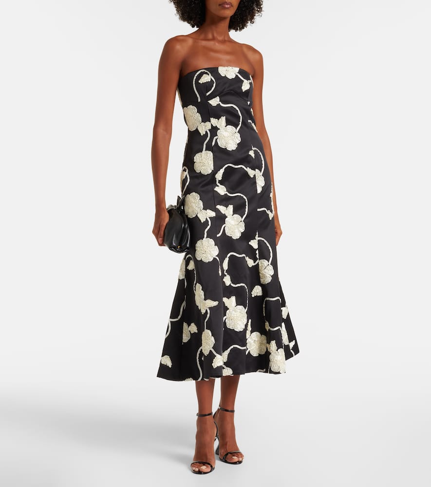Rotate Birger Christensen Ana Embroidered Midi Dress In Black