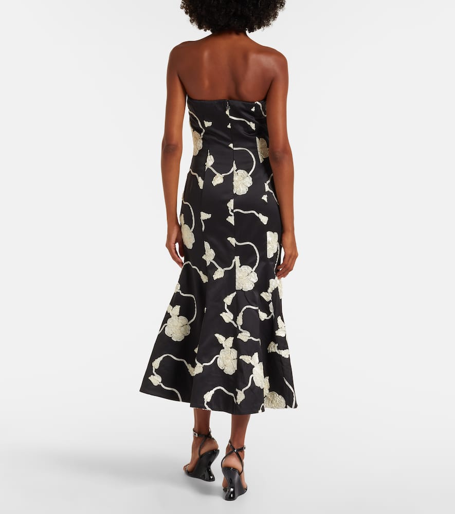 Rotate Birger Christensen Ana Embroidered Midi Dress In Black