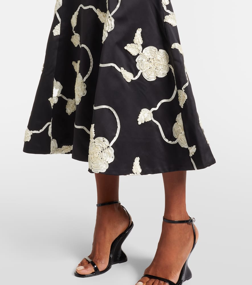 Rotate Birger Christensen Ana Embroidered Midi Dress In Black