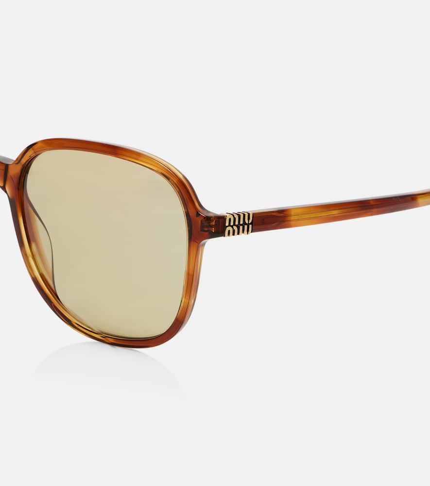 Miu Miu Logo Square Sunglasses In Brown
