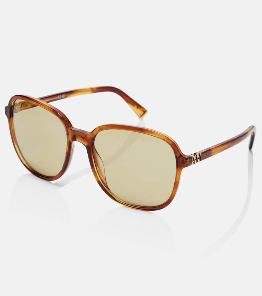 Miu Miu Logo Square Sunglasses In Brown