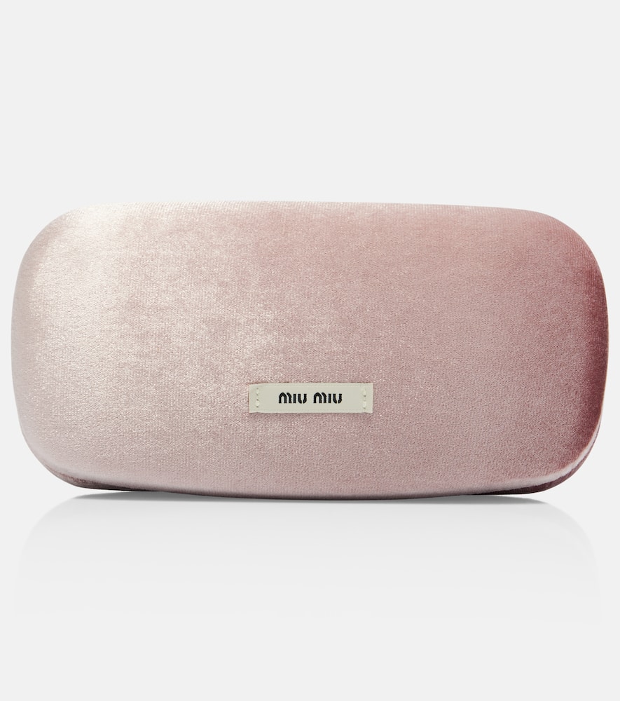 Miu Miu Logo Square Sunglasses In Brown
