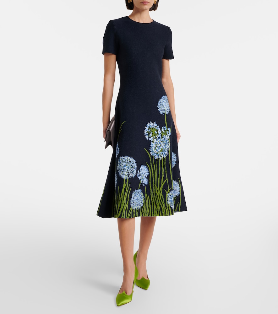 Oscar de la Renta Floral jacquard midi dress