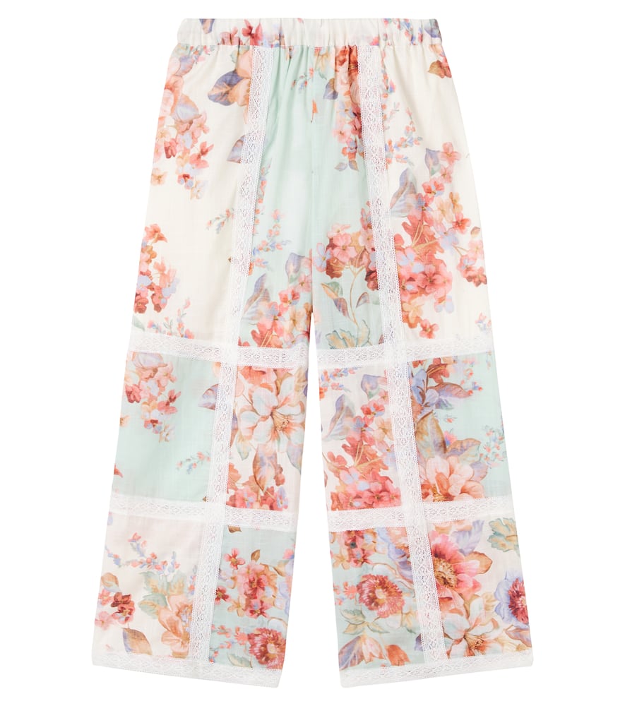 Zimmermann Kids' Awaken Floral Cotton Pants In Green