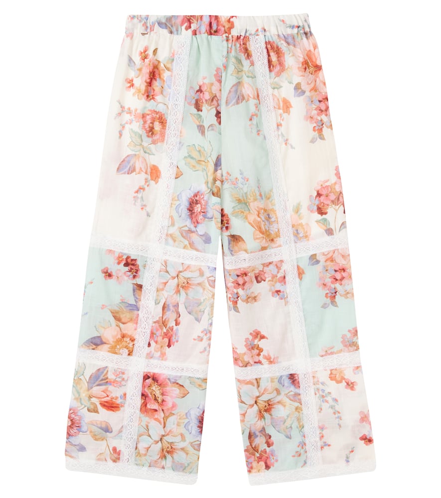 Zimmermann Awaken Floral Cotton Pants In Green
