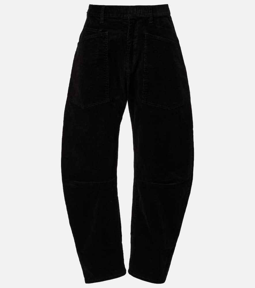 Nili Lotan Shon Cotton-blend Barrel-leg Pants In Black