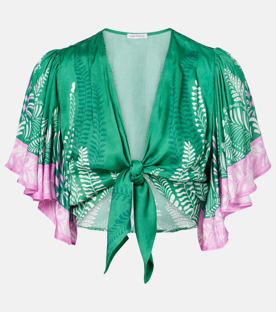 Poupette St Barth Rose satin crop top