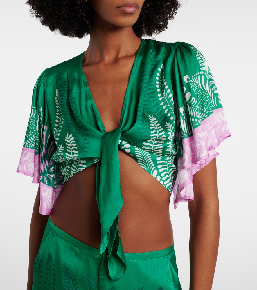  Poupette St Barth Poupette St Barth Rose Satin Crop Top 