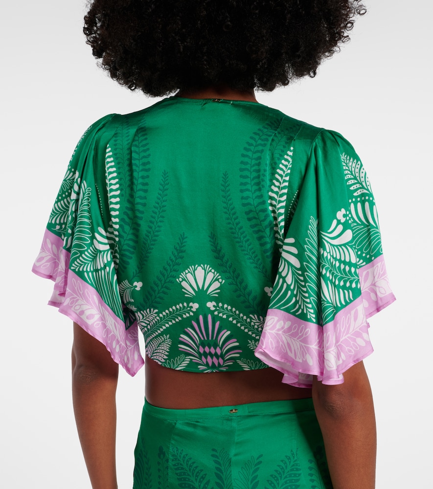  Poupette St Barth Poupette St Barth Rose Satin Crop Top 