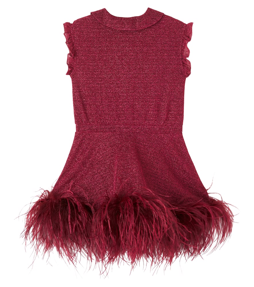 Oseree Oséree Kids Lumière Plumage Dress In Burgundy