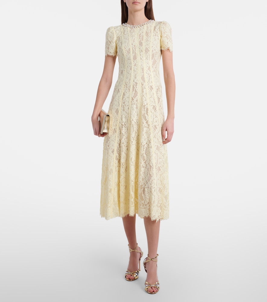 Self-Portrait Embellished lace midi dress