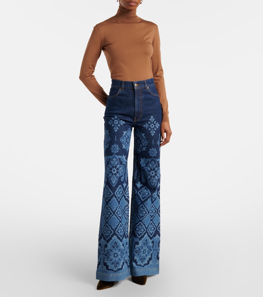  La Doublej La Doublej Bedruckte High-rise Flared Jeans Partenope 