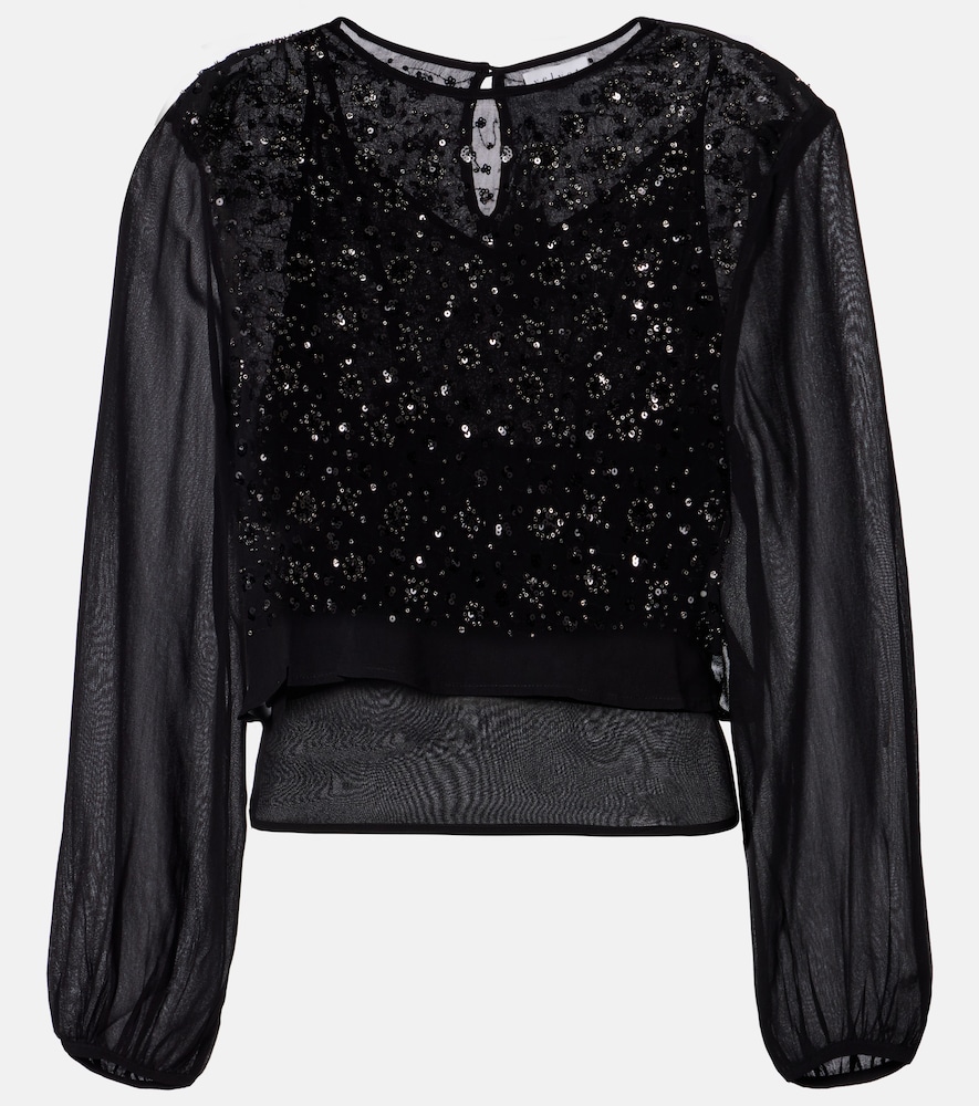 Velvet Marlowe sequinned sheer top | Thumbnail 7