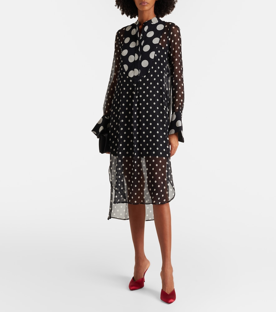  Nina Ricci Nina Ricci Polka-dot Semi-sheer Silk Midi Dress 