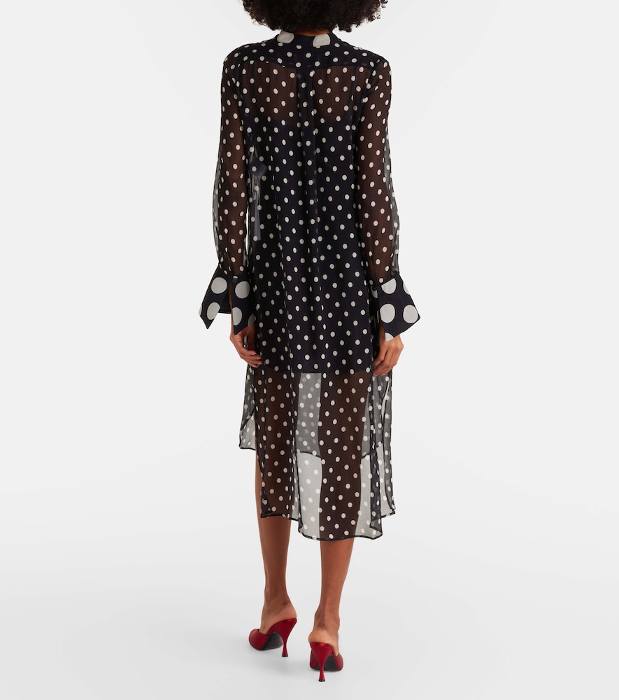 Nina Ricci Nina Ricci Polka-dot Semi-sheer Silk Midi Dress 