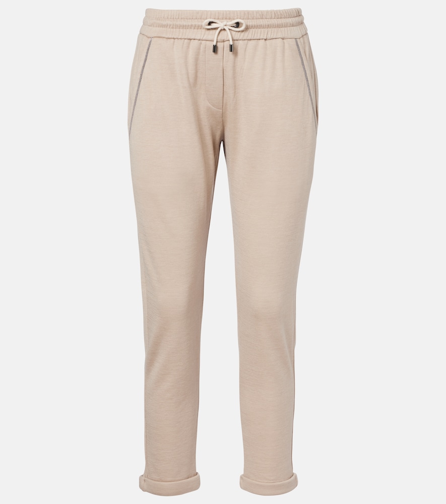 Brunello Cucinelli Women's Beige Monili Cotton And Silk-Blend Sweatpants UK Size 8 - Mytheresa