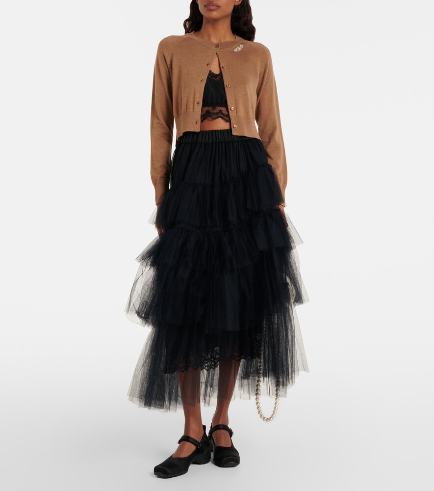 Simone Rocha Embellished cropped wool and silk cardigan
