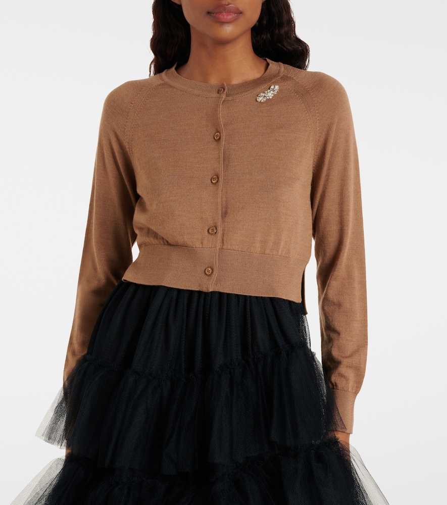 Simone Rocha Simone Rocha Cardigan Aus Wolle Und Seide Mit Kristallen 