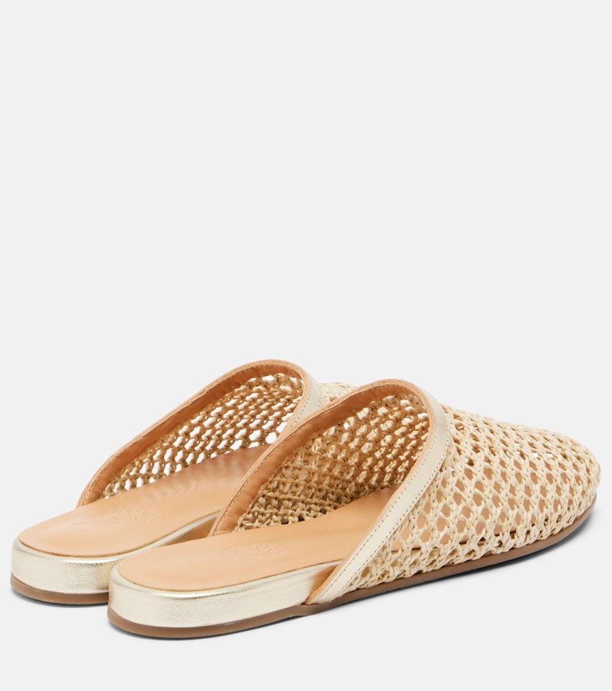  Ancient Greek Sandals Ancient Greek Sandals Leather-trimmed Raffia Mules 
