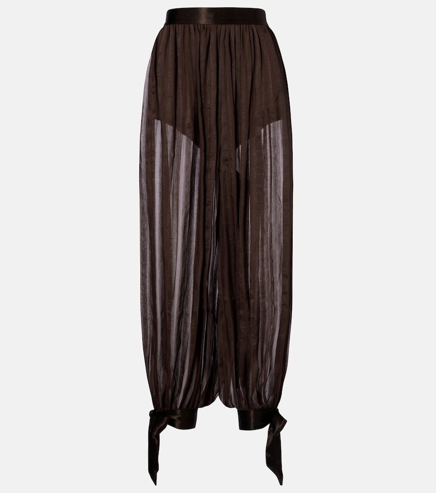 Xu Zhi Striped silk-blend wide-leg pants