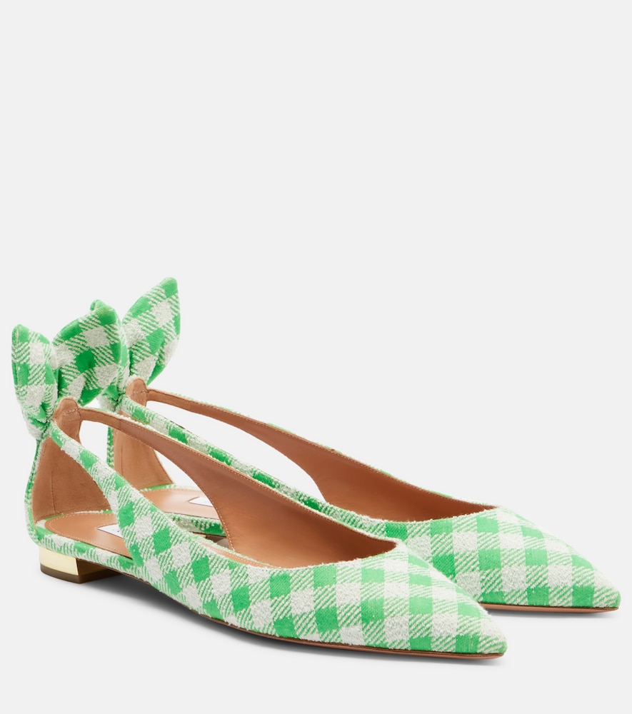 Aquazzura Bow Tie bow-detail checked ballet flats