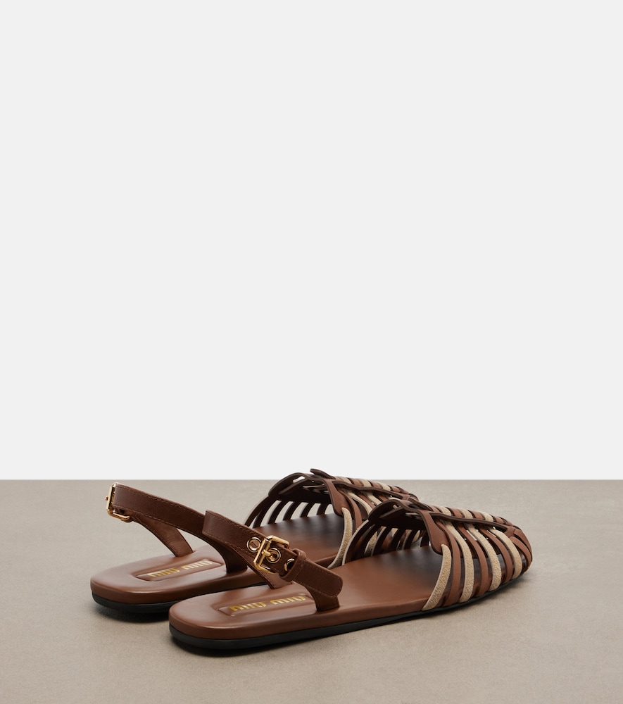  Miu Miu Miu Miu Slingback-sandalen Aus Leder Und Veloursleder 