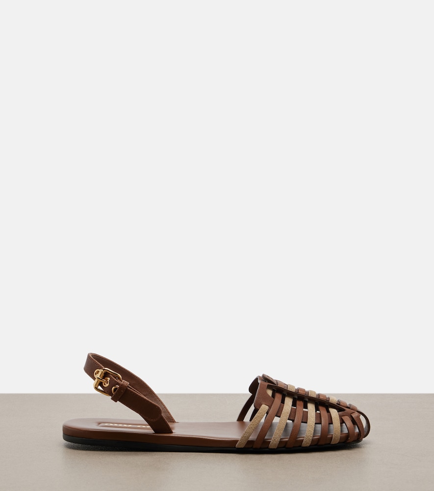  Miu Miu Miu Miu Slingback-sandalen Aus Leder Und Veloursleder 