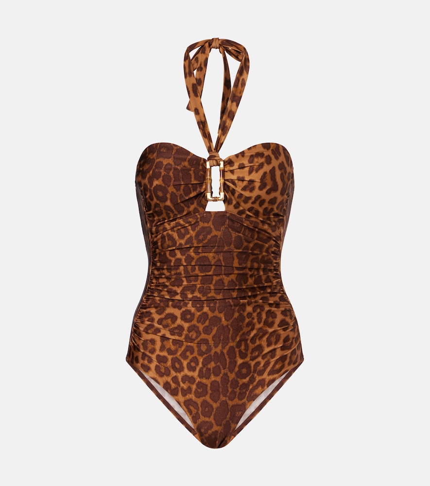 Zimmermann Mahon leopard-print halterneck swimsuit