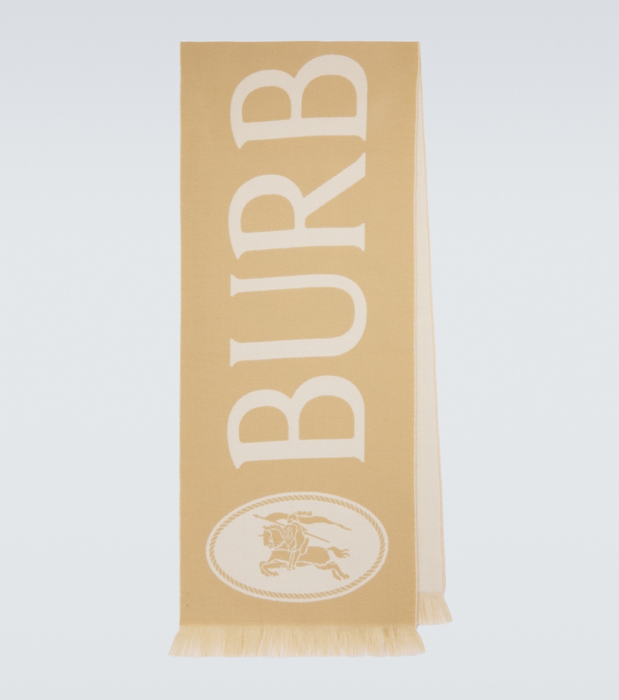 Burberry Men's Beige Logo Wool Scarf - Mytheresa