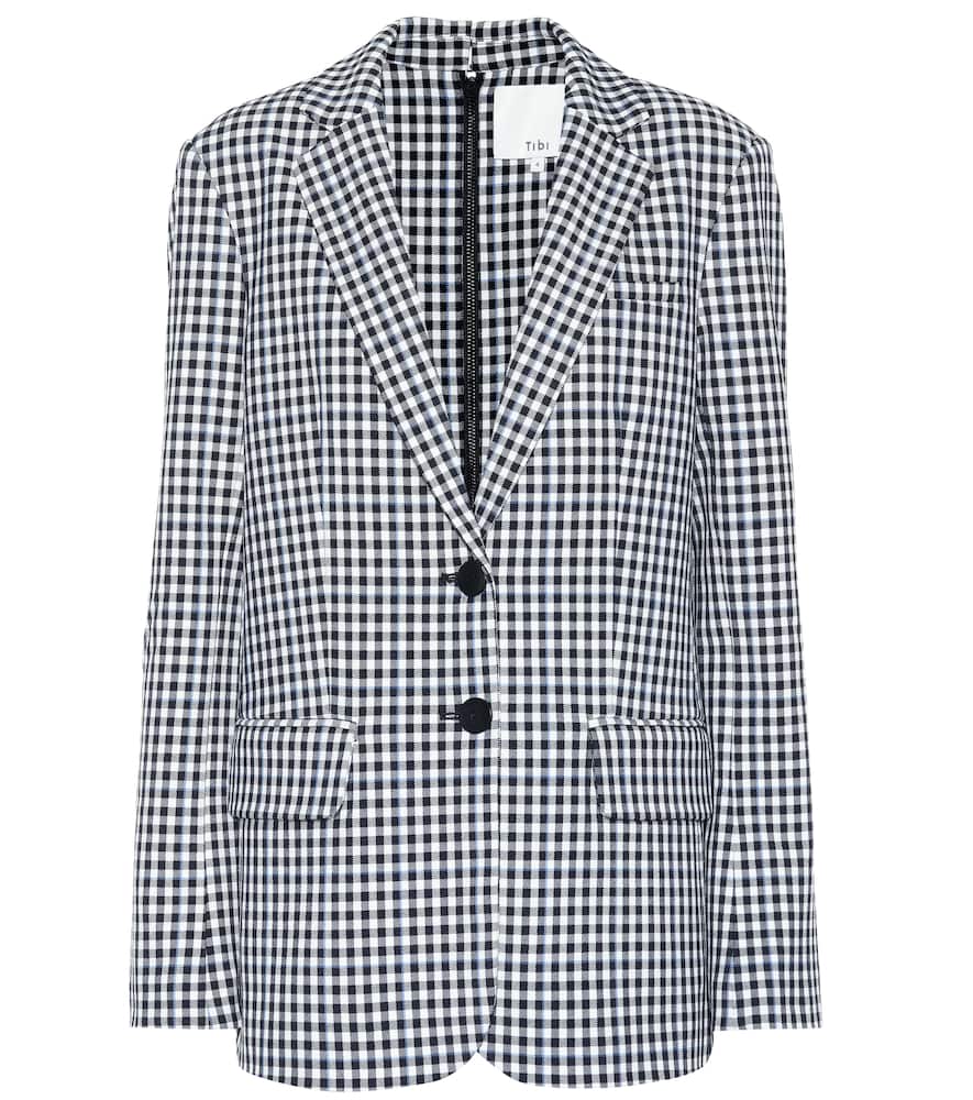 Click to view more detailed imagery on our partner's website Tibi Gingham Men's Blazer With Back Zip Detail In Black