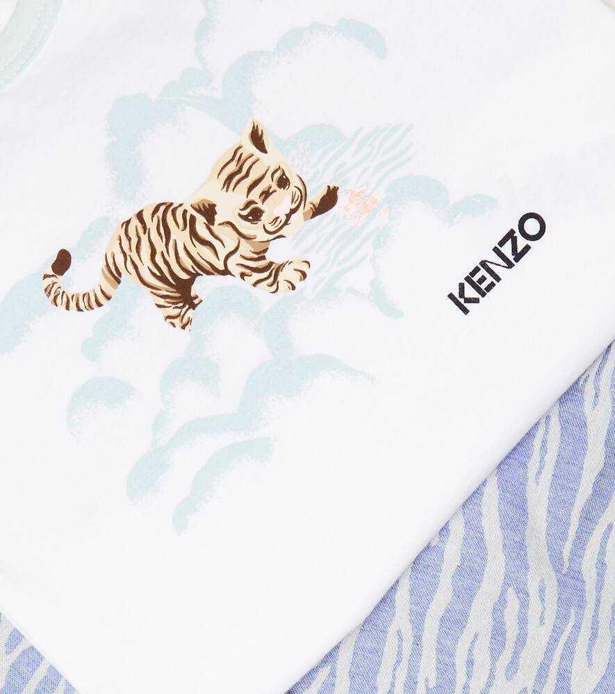 Kenzo Baby Logo T-shirt And Pants Set In Pale Blue