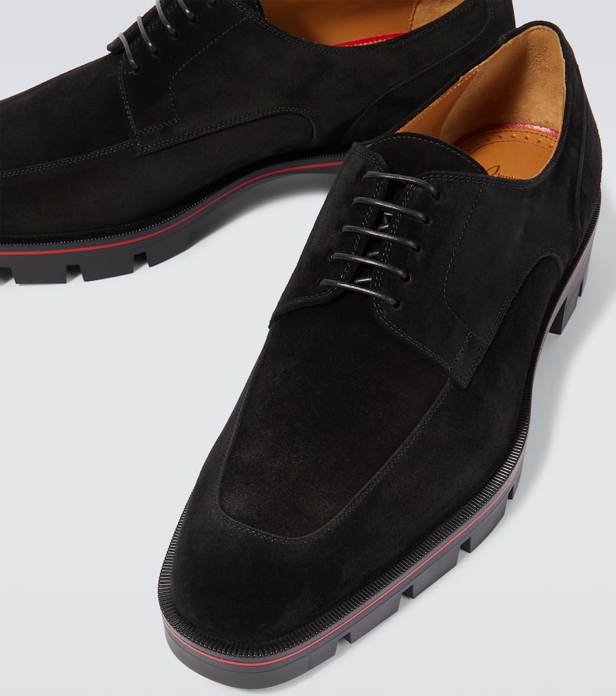 Shop Christian Louboutin Davisol Suede Derby Shoes In Black