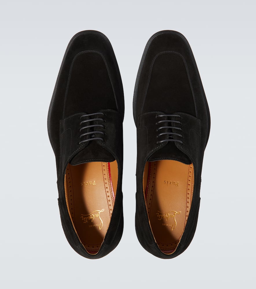 Shop Christian Louboutin Davisol Suede Derby Shoes In Black