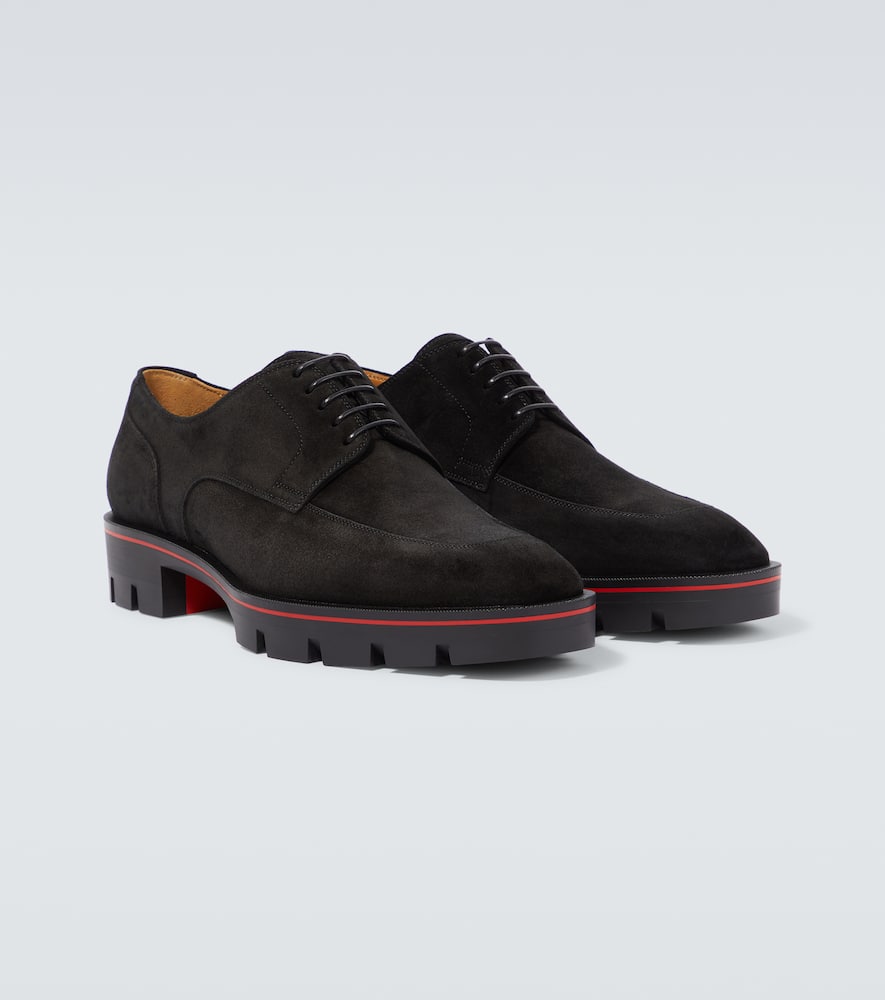 Shop Christian Louboutin Davisol Suede Derby Shoes In Black