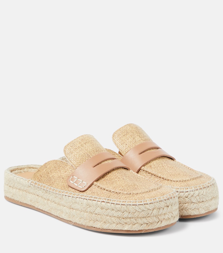 Leather-trimmed mules
