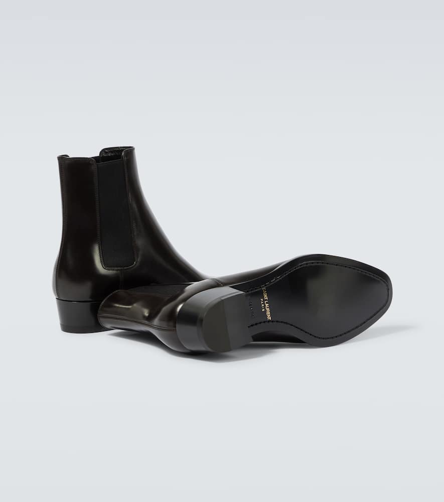 Saint Laurent Leather Wyatt Chelsea Boots In Brown