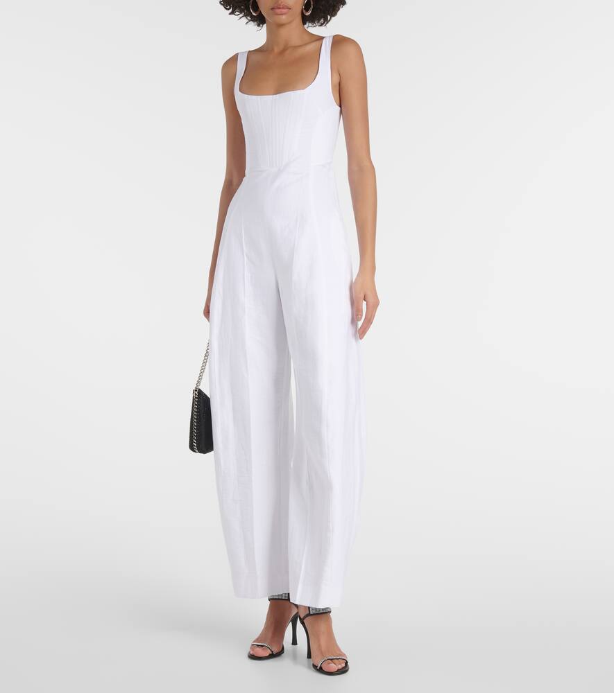 Shop Stella Mccartney Linen And Cotton Jumpsuit In Weiss