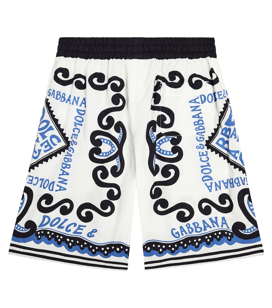  Dolce&gabbana Kids Dolce&gabbana Kids Logo Printed Cotton Bermuda Shorts 